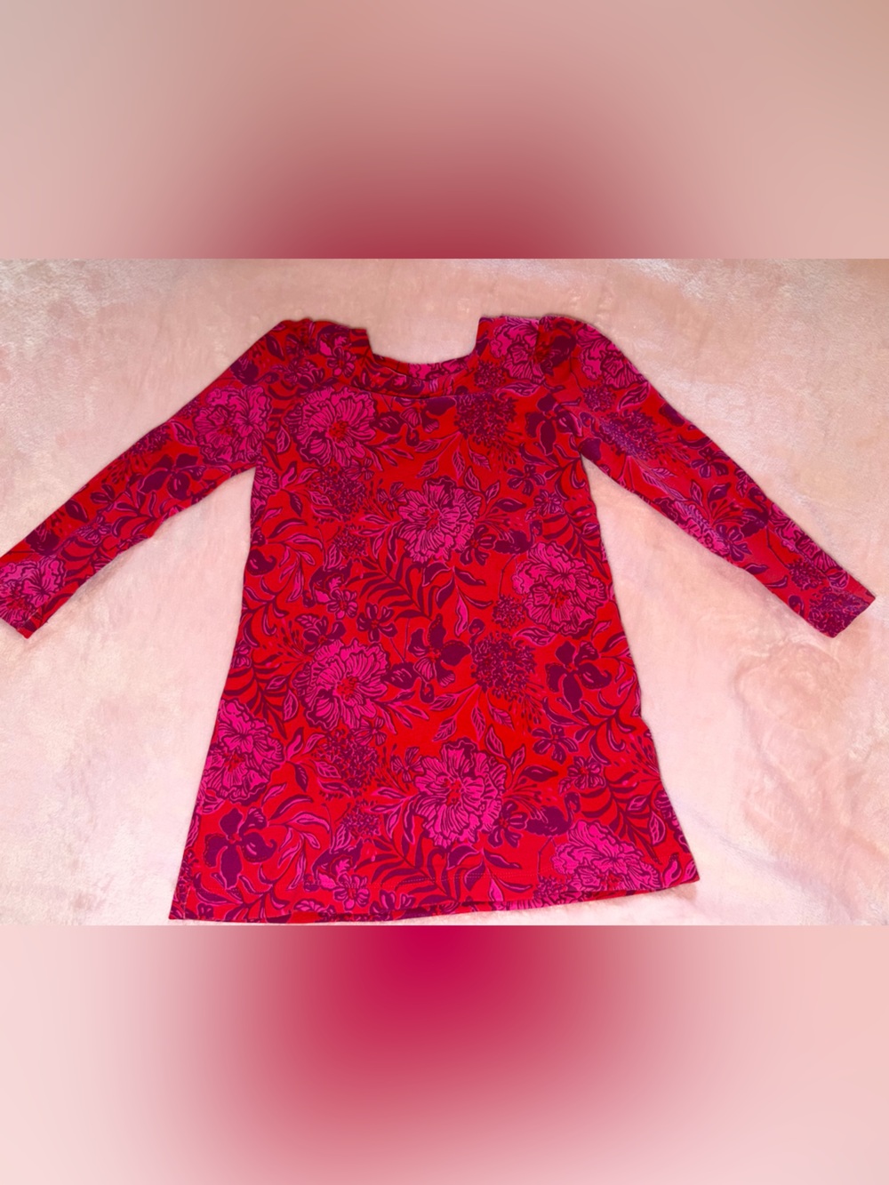 Lilly Pulitzer Girls Mini Jansen Dress Amaryllis Red Secret Hideaway XS 2-3